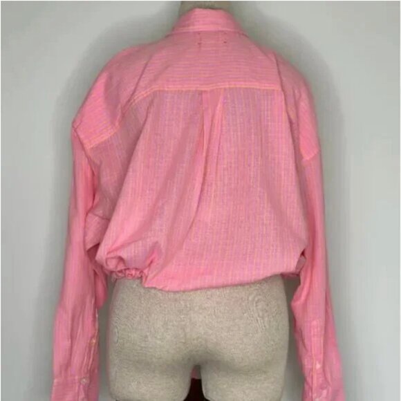 Xirena Women's Kytt Barbiecore Striped 100% Cotton Button-down Front Tie Medium - Picture 5 of 10